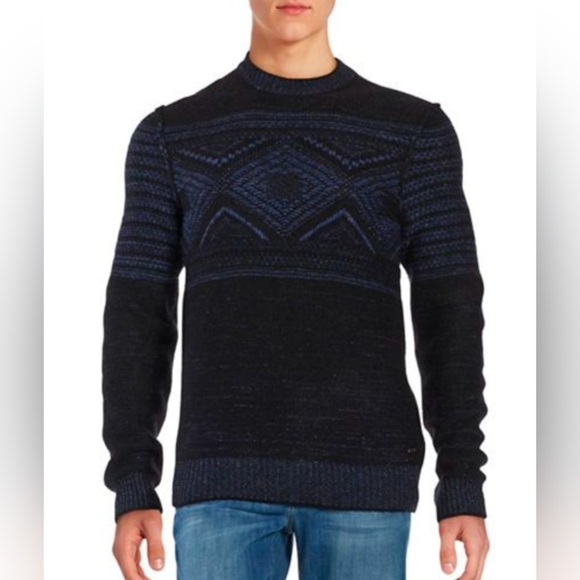 Hugo Boss Men's XXL Black Multicolored Cozy Comfort Wool Silk Blend Sweater - Picture 1 of 6